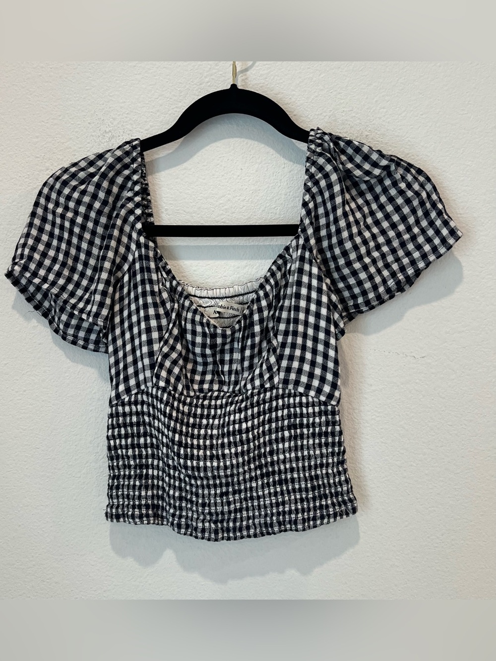 Abercrombie Black and White Gingham Women's Top XS Cottagecore summer party